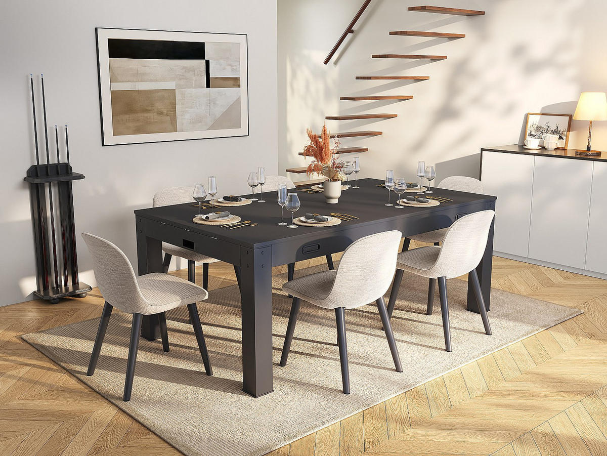 BILLARDTISCH - 6 Personen - holz - schwarz Grayson - Schwarz, Holz (213/121cm) - Vente-Unique