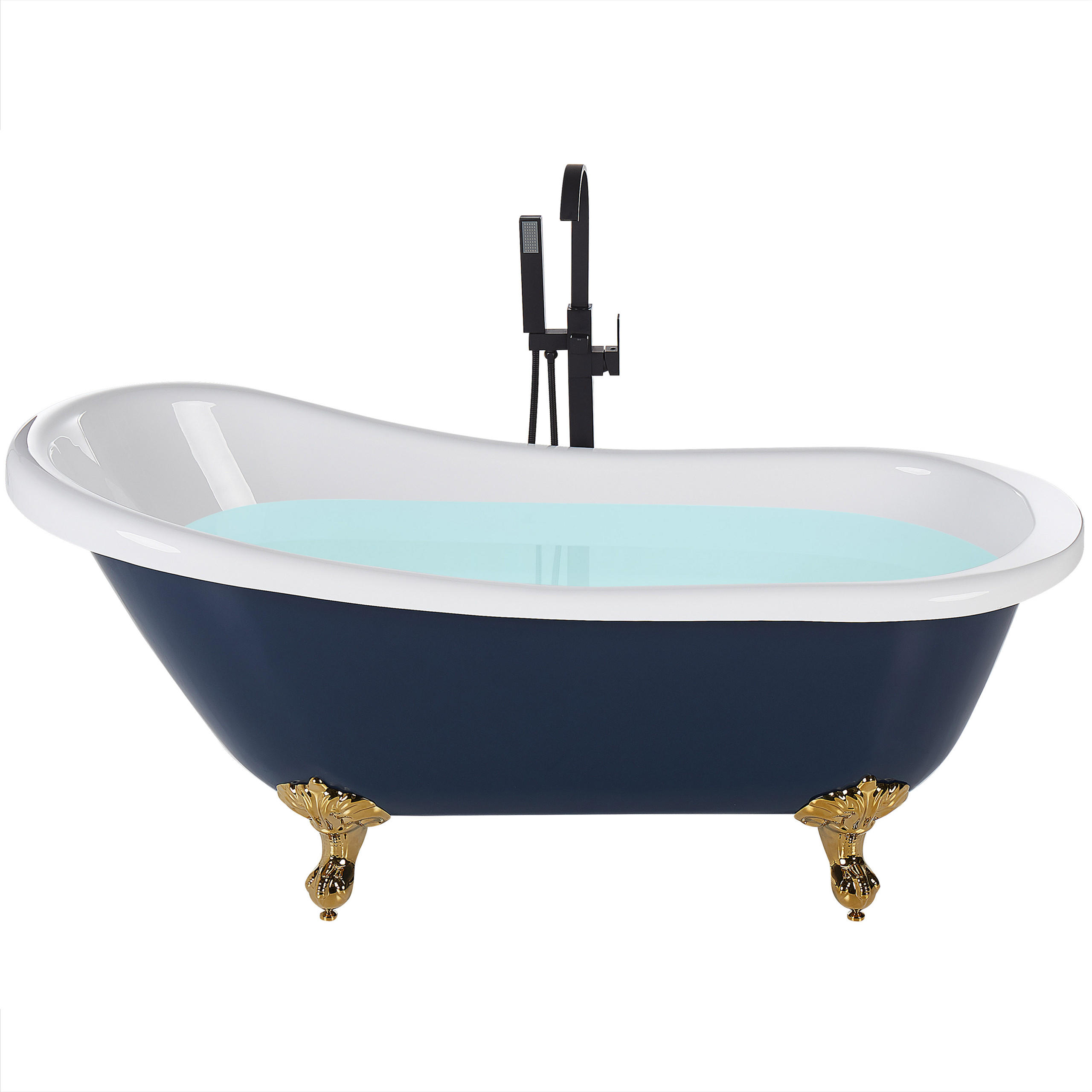 BADEWANNE FREISTEHEND 77x153x74 cm blau Cayman - Blau, Kunststoff (77/74/153cm) - Beliani