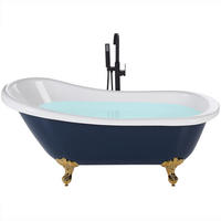 BADEWANNE FREISTEHEND 77x153x74 cm blau Cayman - Blau, Kunststoff (77/74/153cm) - Beliani