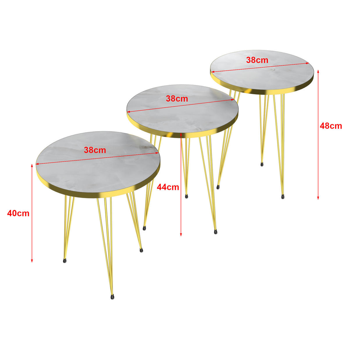 SATZTISCH Skibby 38/38/48 - Weiß, Holzwerkstoff (38/38/48cm) - [en.casa]