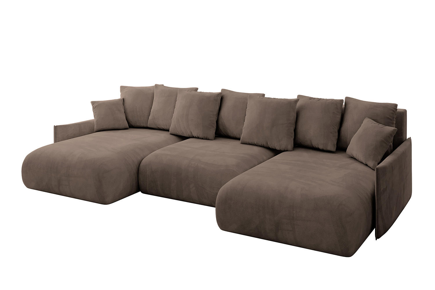 WOHNLANDSCHAFT mit Schlaffunktion und Bettkasten ONESK-U-v1 304x165x40 Braun Velours - Braun, Holzwerkstoff/Kunststoff (304/90/165cm) - ALTDECOR