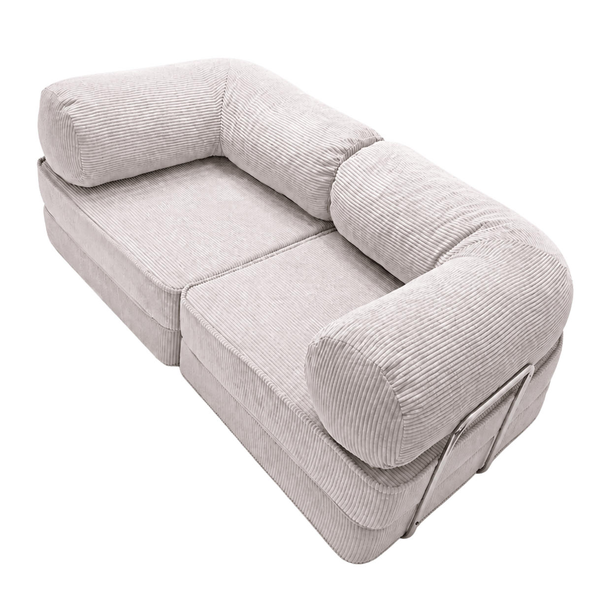 SOFA SURB Duo 100 Schlafsofa 2-Sitzer Beige 200/100 cm - Chromfarben/Beige, Textil/Metall (200/70/100cm) - SURB