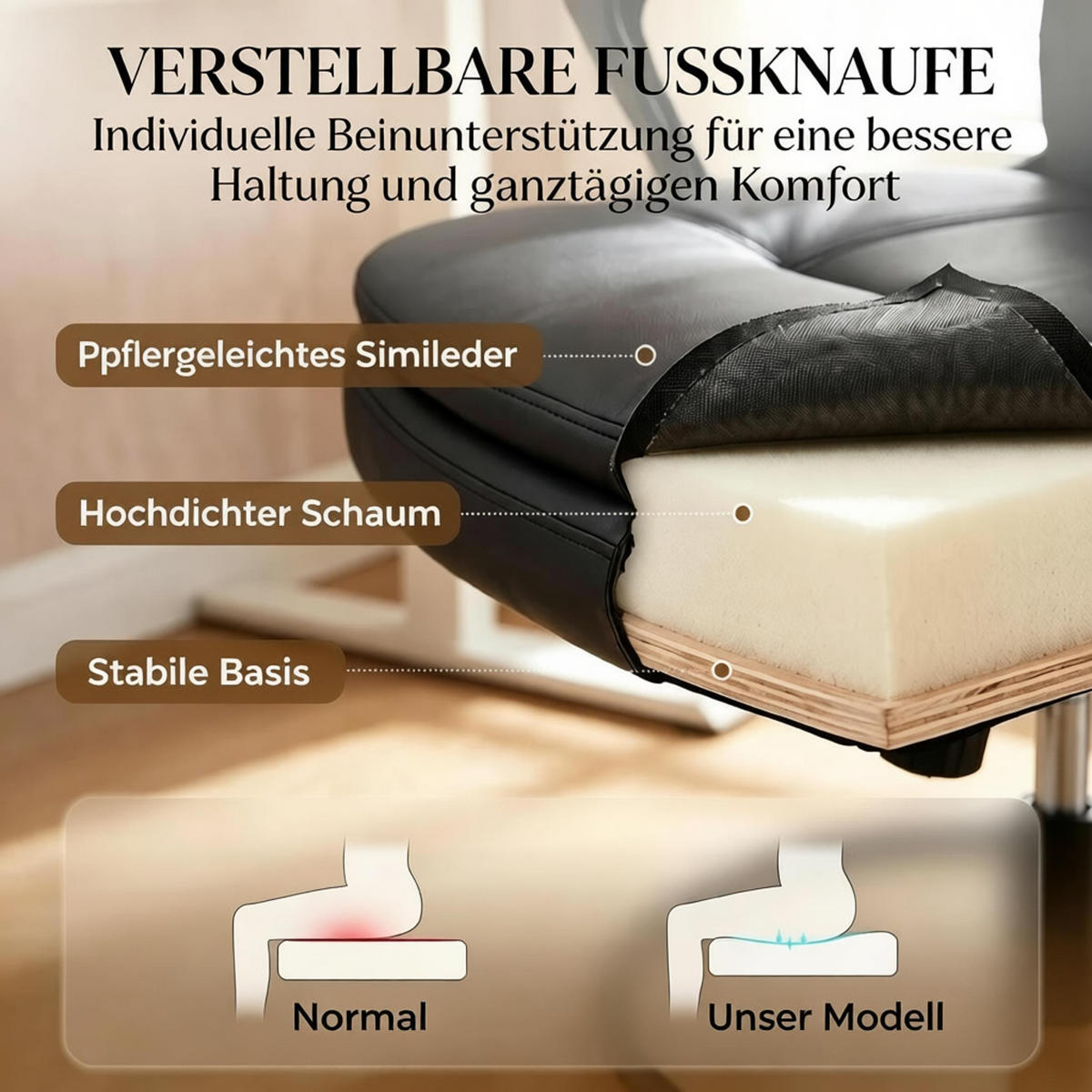 DREHSTUHL mit Fußring, höhenverstellbar, Sitzhöhe 54-69 cm - Schwarz, Textil (61/93/61cm) - Gisaae