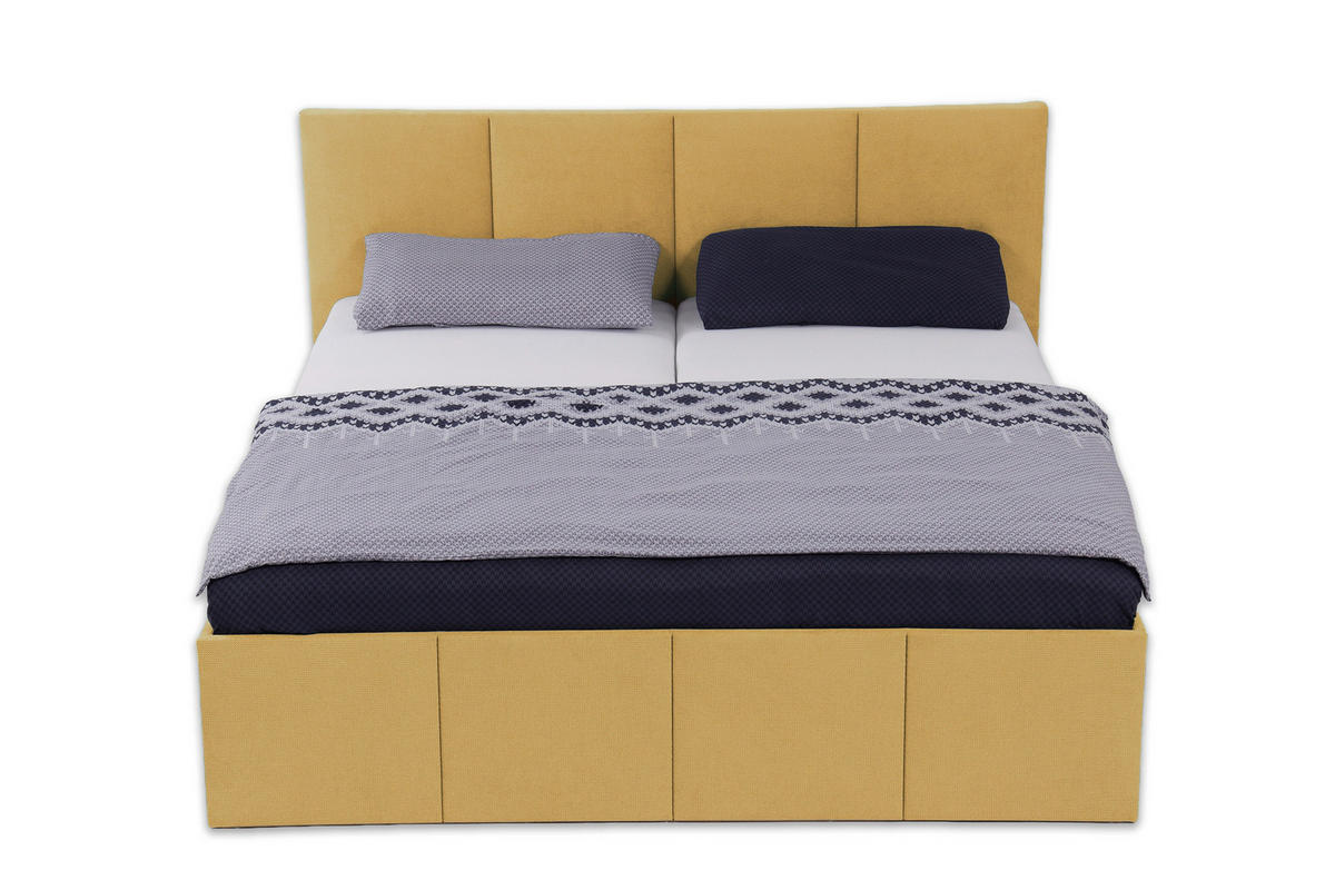 POLSTERBETT Dalas Gold 200 x 200 x 40 cm Stauraum Mit hochwertiger Matratze H2 (bis 100 kg) und Lattenrost - Goldfarben, Holz (200/200cm) - Halmon Schlafkomfort Betten 