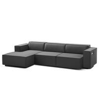 ECKSOFA mit Longchair - Anthrazit/Schwarz, Kunststoff/Textil (294/177cm) - home24