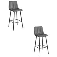 BARHOCKER 2-er Set POZZA dunkelgrauer Sitz, schwarze Basis - Dunkelgrau/Schwarz, Metall (43/104/35cm) - Valora