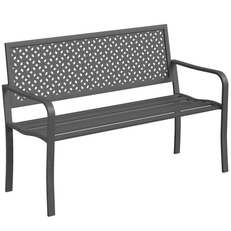 GARTENBANK 2 Sitzer Metall wetterfest 240 kg - Dunkelgrau, Metall (127/85/61cm) - LEBENLANG