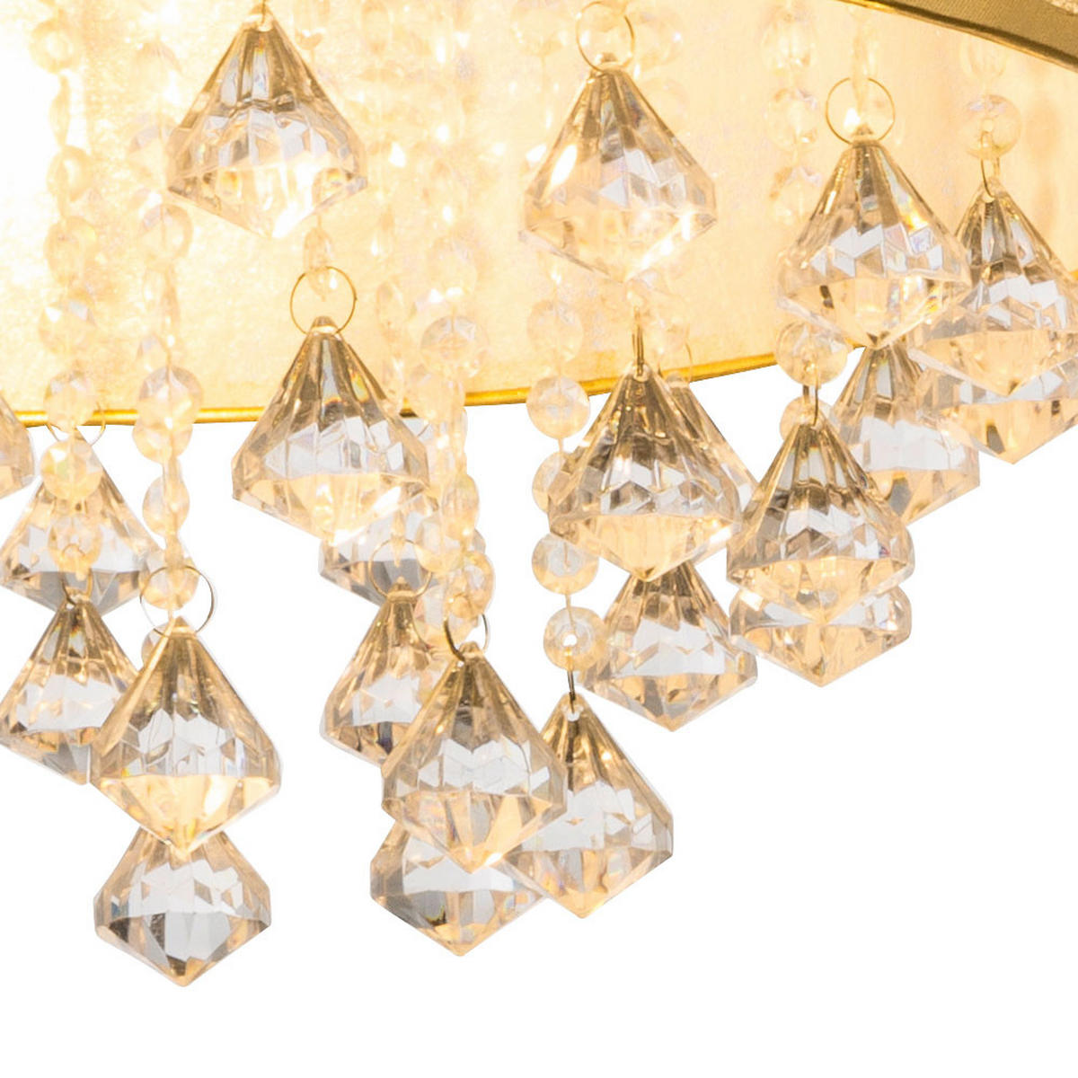 DECKENLEUCHTE Metall Textil Blattgold Kristalle - Goldfarben, Metall (30/30/31cm) - Globo Lighting