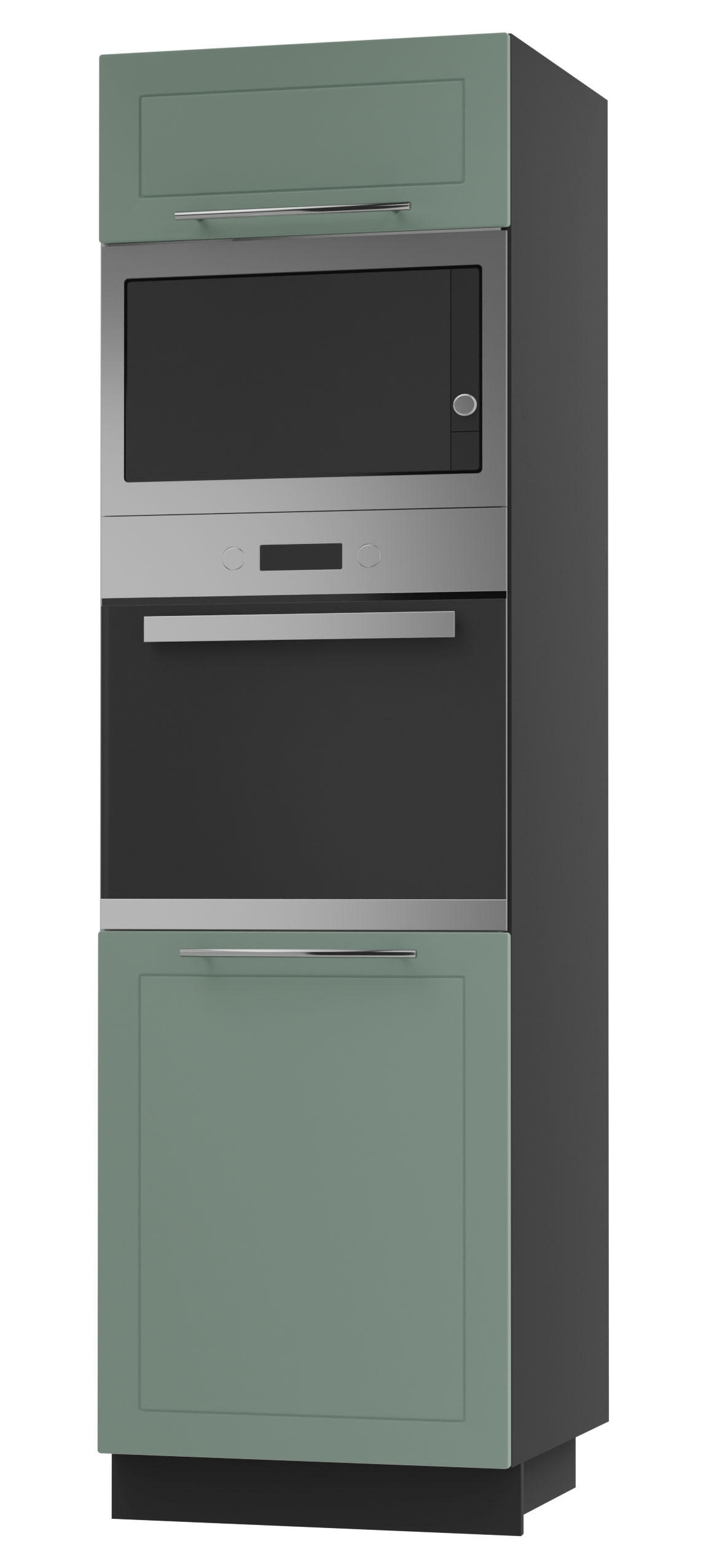 BACKOFEN-HOCHSCHRANK Kvantum D14/RU/60/207 Mint Matt / Schwarz Matt 60 / 59 / 207cm - Schwarz/Mintgrün, Holz/Holzwerkstoff (60/207/59cm) - Feldmann-Wohnen