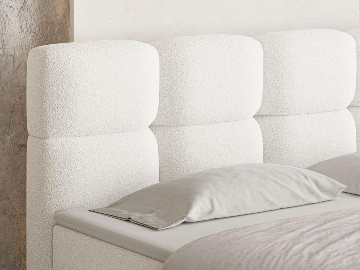 BOXBETT Rivon 160x200 Bouclé-Stoff Creme - Creme, Holz/Textil (160/200cm) - Graingold