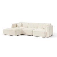 ECKSOFA (links) LOMI Geprägter Samt Creme 274cm - Creme, Textil (274/174cm) - Premium Interiors