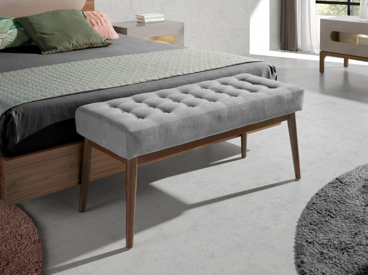 HOCKERBANK Hocker aus dunkelgrauem Stoff 100/40/45 cm - Walnussfarben/Grau, Textil (100/45/40cm) - ANGEL CERDA