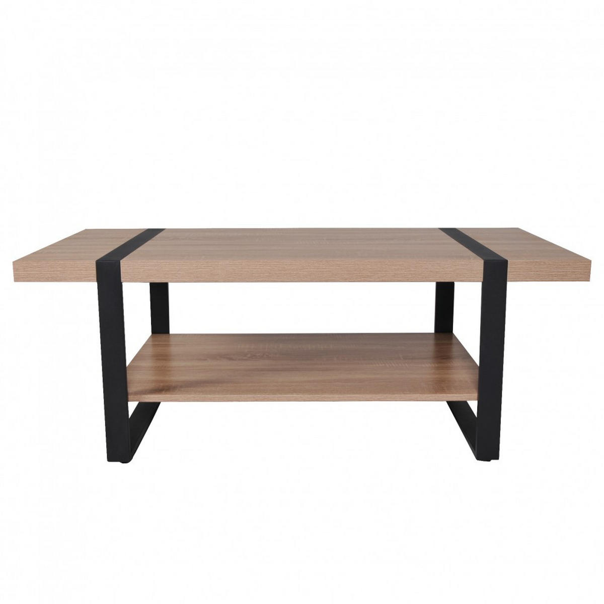 COUCHTISCH SINTRA/ Kaffeetisch 120x60 - Gebleichte Eiche und Schwarz - Multicolor/Schwarz, Holzwerkstoff/Metall (100/64/63cm) - Weber Industries