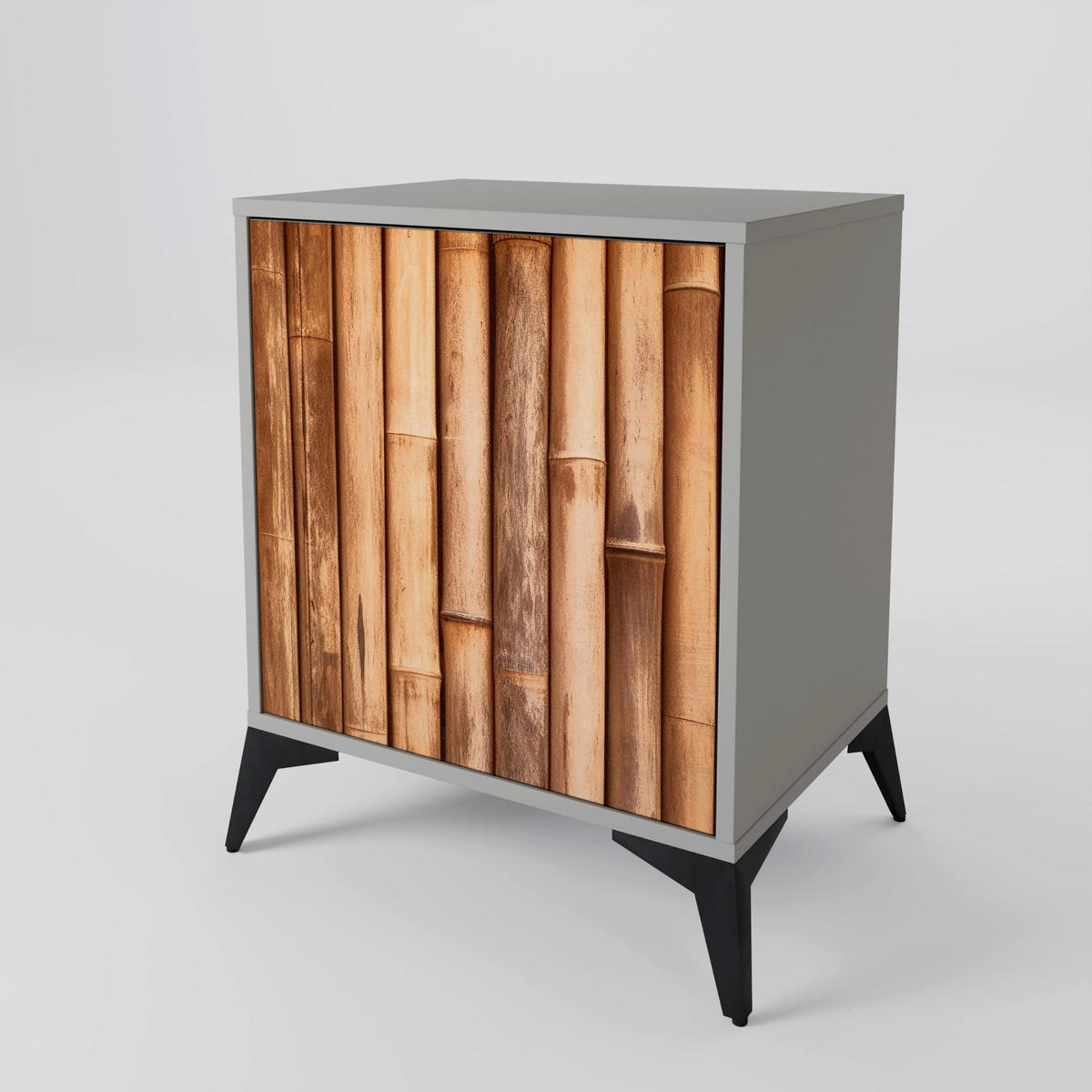 SIDEBOARD NATURAL WOOD, Grau, 57,5x42x75,5 cm, Goldfarbene Metallfüße - Goldfarben/Multicolor, Holzwerkstoff/Metall (57.5/75.5/42cm) - SpaceRebels