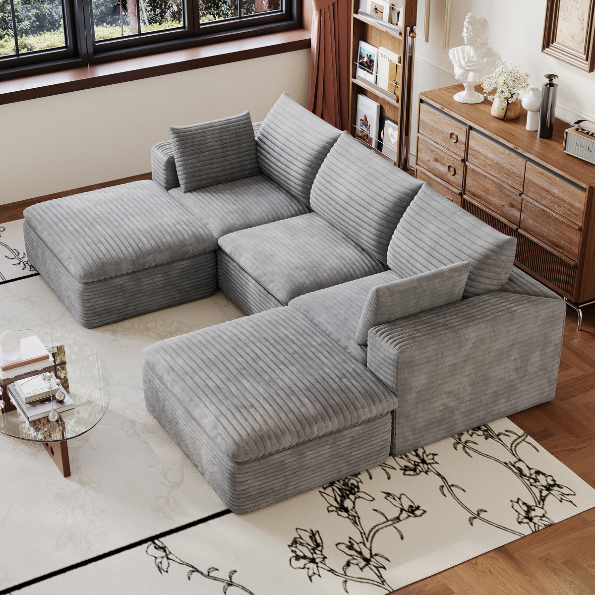 WOHNLANDSCHAFT DE-34773 3-Sitzer mit abnehmbare Polsterung Grau - Grau, Textil (160/60/260cm) - ComfortXL