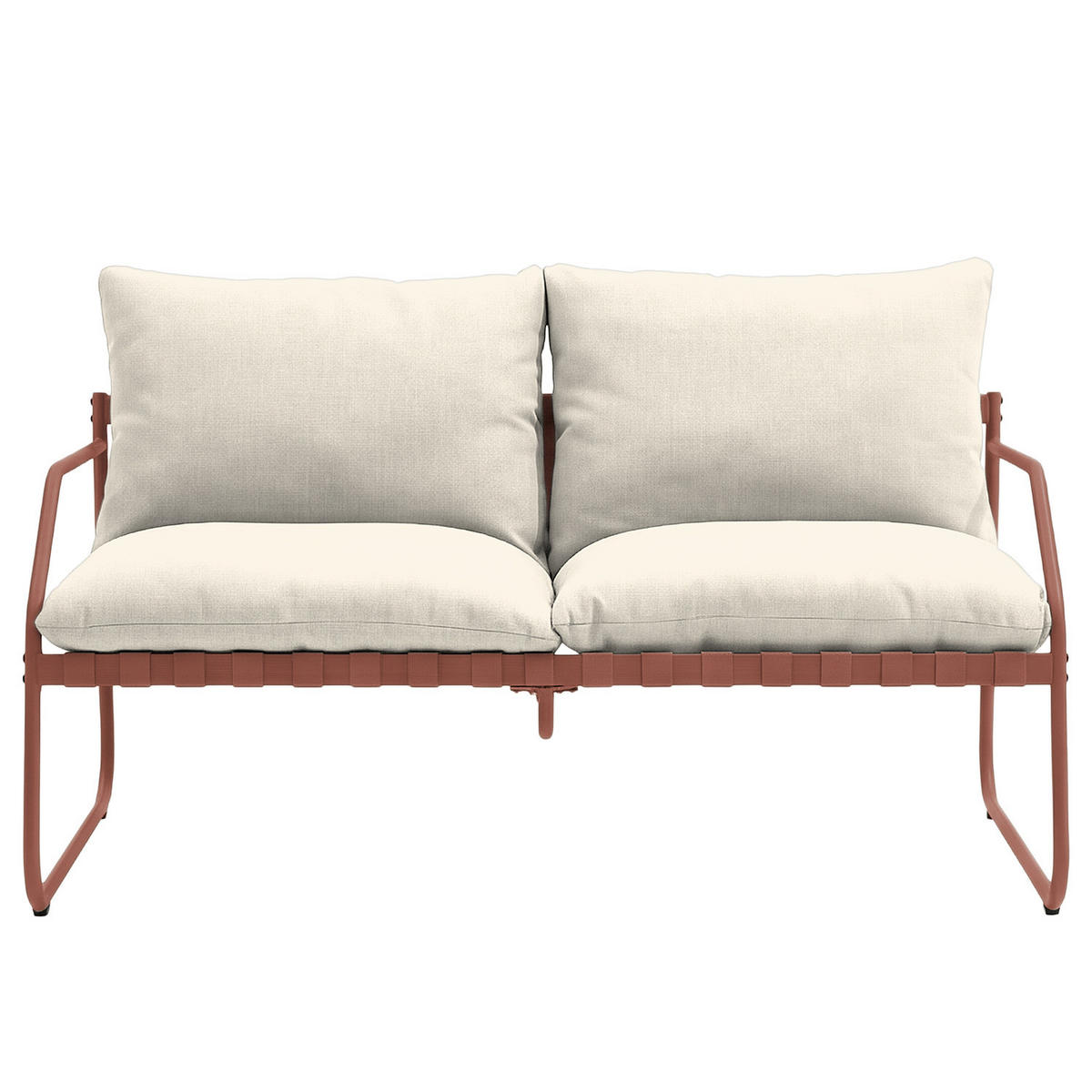 LOUNGEGRUPPE - 4-teilig - Stahl / Webstoff - Terracotta, Glas/Textil - home24