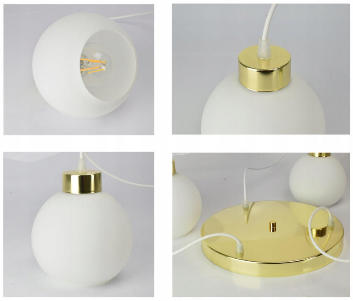 PENDELLEUCHTE GOLDGLAS - Goldfarben/Weiß, Glas/Metall (40/40/80cm) - kiki design