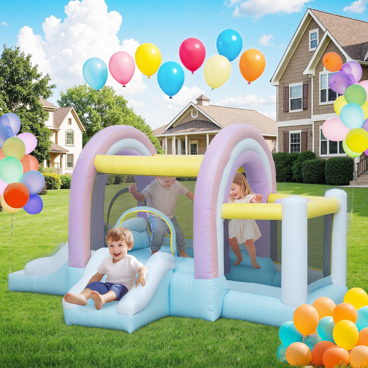 HÜPFBURG, Mehrfarbig, Oxfordstoff, 340L x 220B x 180H cm - Multicolor, Textil (340/220/180cm) - AIYAPLAY