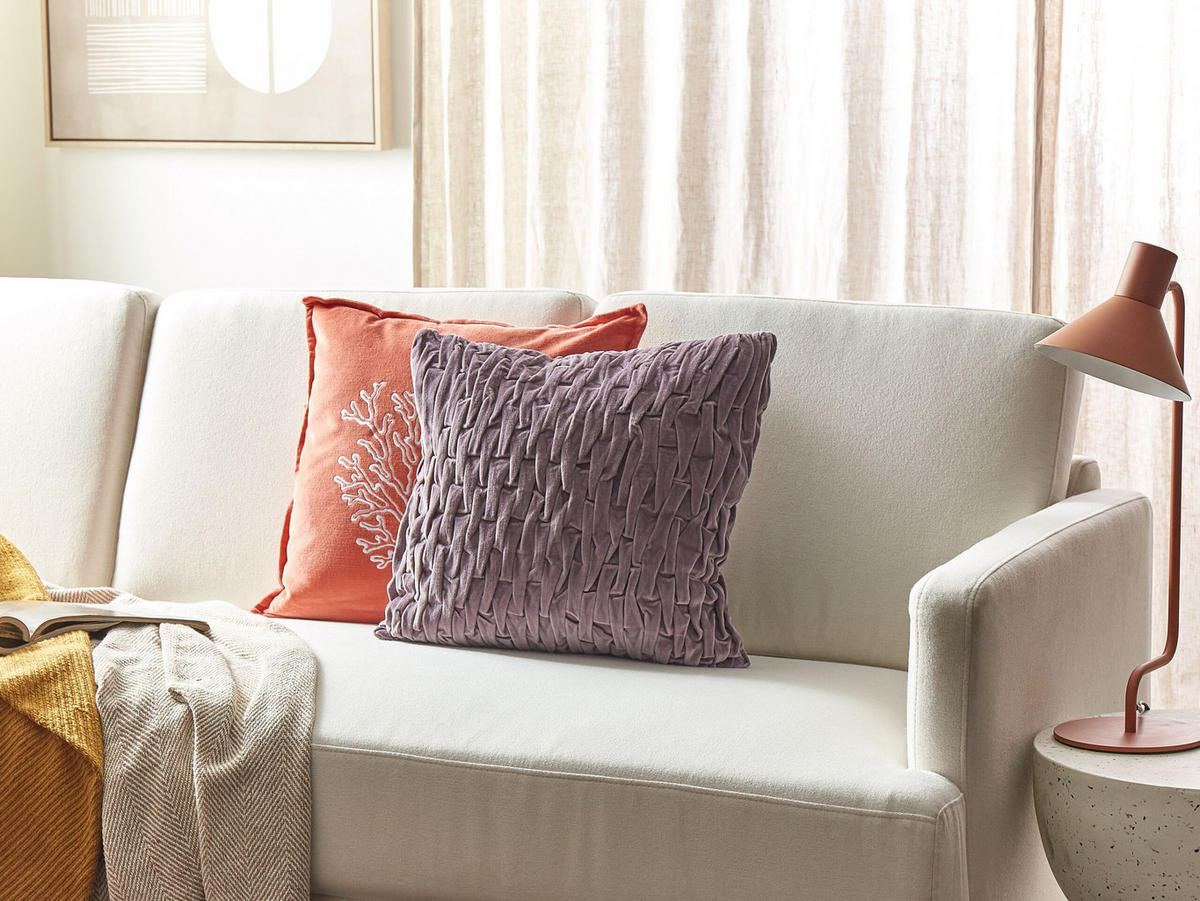 DEKOKISSEN Violett 45/45 cm Chirita - Violett, Textil (45/45/5cm) - Beliani
