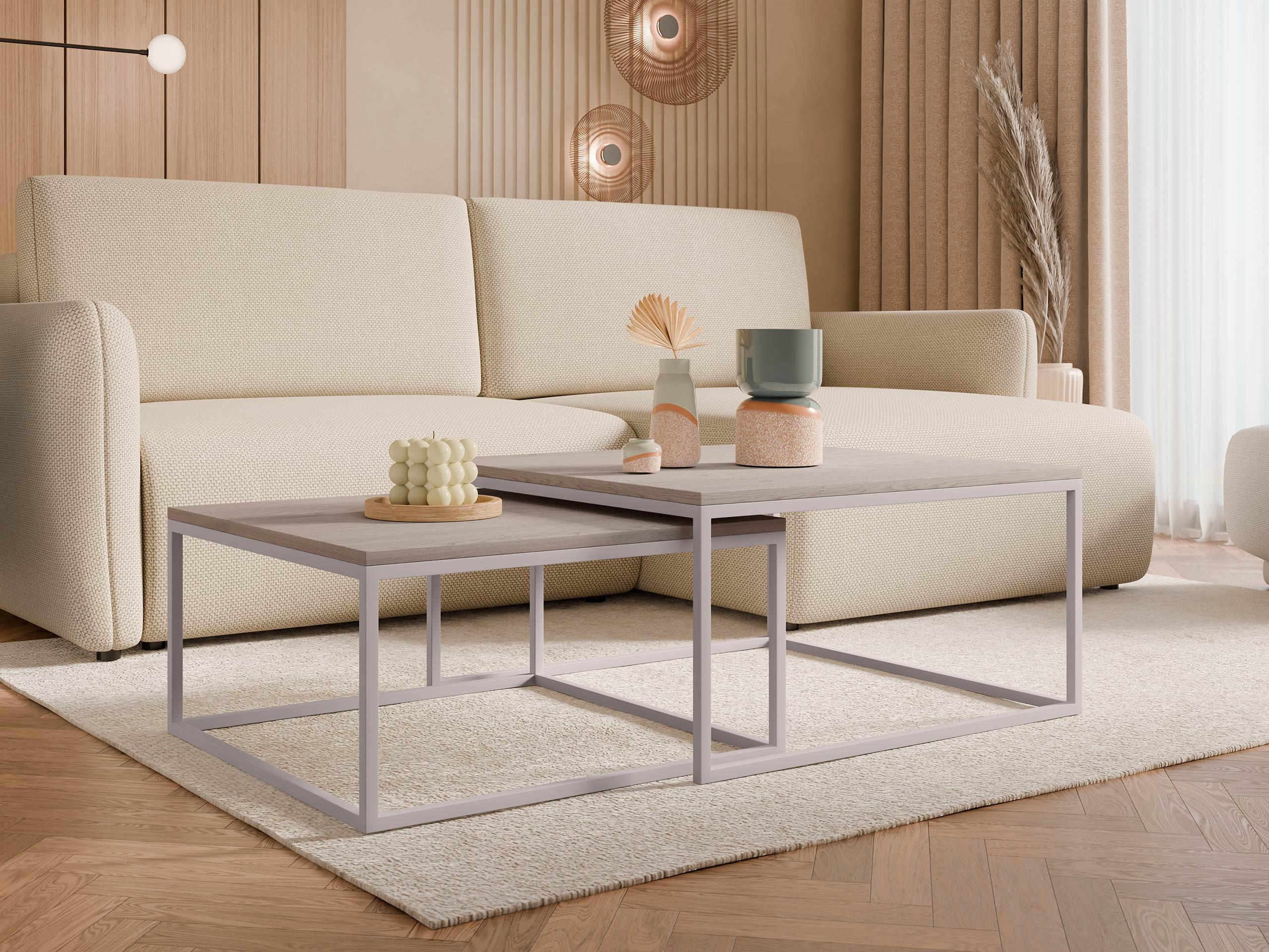 COUCHTISCH-SET Dual Cashmere - Kaschmir/Hellbraun, Holzwerkstoff/Metall (76/76/39cm) - MIRJAN24