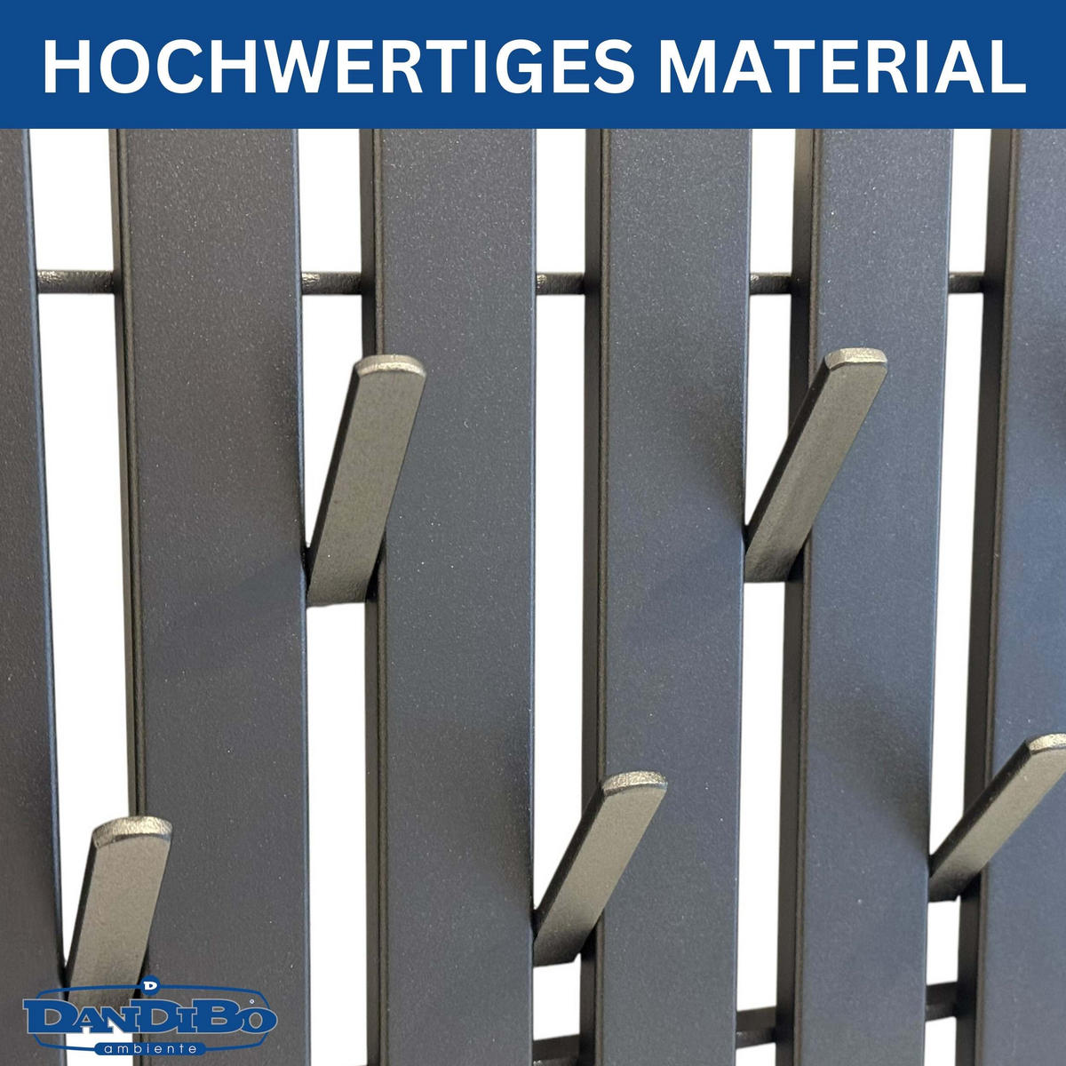WANDGARDEROBE Schwarz Metall mit 13 Haken - Schwarz, Metall (58/38/6cm) - DanDiBo