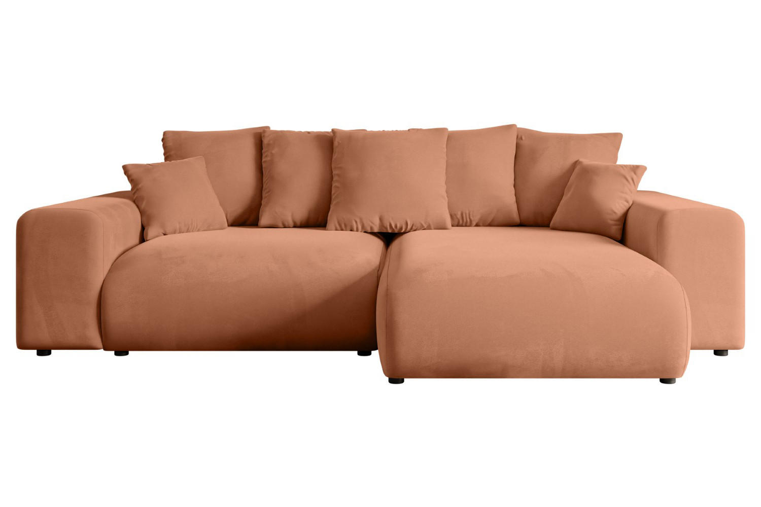 ECKSOFA Ottomane rechts ESKAR-L 266x176x84 Koralle Velours - Koralle/Schwarz, Holzwerkstoff/Kunststoff (176/266cm) - ALTDECOR
