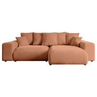 ECKSOFA Ottomane rechts ESKAR-L 266x176x84 Koralle Velours - Koralle/Schwarz, Holzwerkstoff/Kunststoff (176/266cm) - ALTDECOR