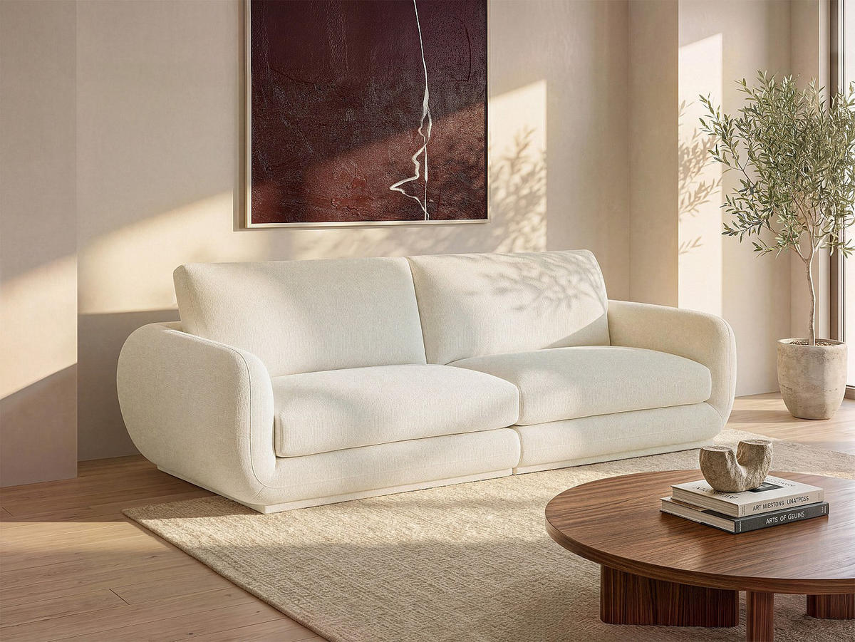 SOFA - 4 Personen - stoff - gebrochenes weiß Sidorio - Weiß, Textil (282/87/113.5cm) - Vente-Unique