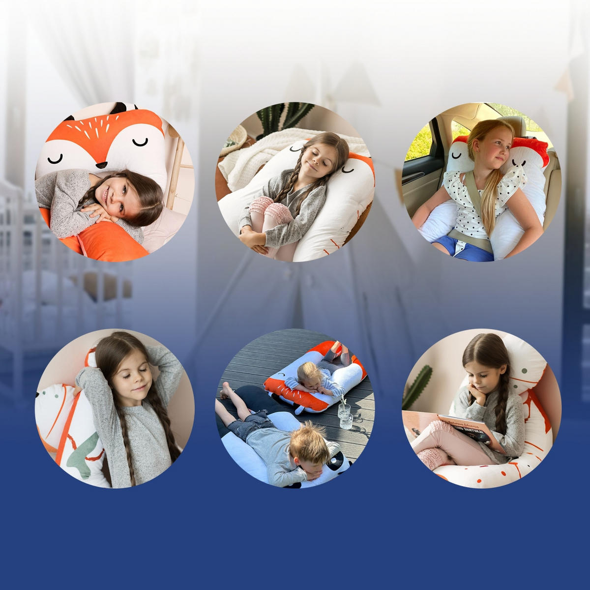 KISSEN für Kinder mit Fuchs - Weiß/Orange, Textil (60/120cm) - KomfortKissen