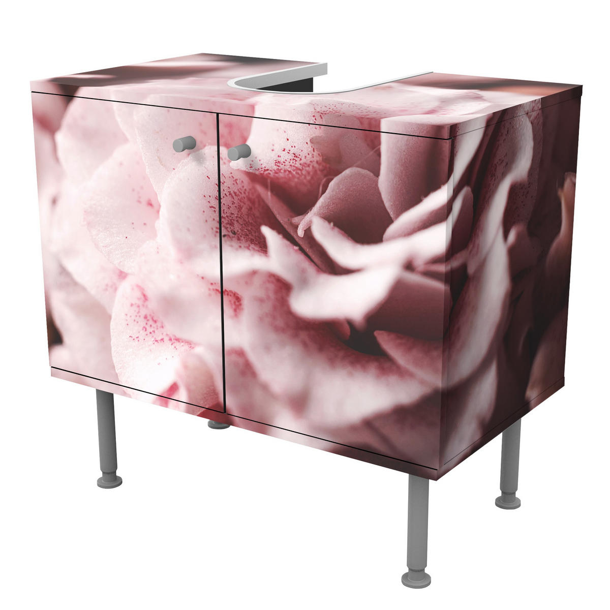 WASCHBECKENUNTERSCHRANK Shabby Rosa Rose Pastell 60/55/35 cm - Rosa, Holzwerkstoff (60/55/35cm) - Bilderwelten