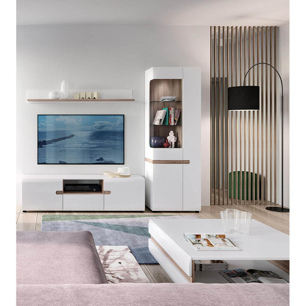 WOHNZIMMER-SET 4-TLG. Legnica-129 - Weiß, Holzwerkstoff (243/195/42cm) - Lomado