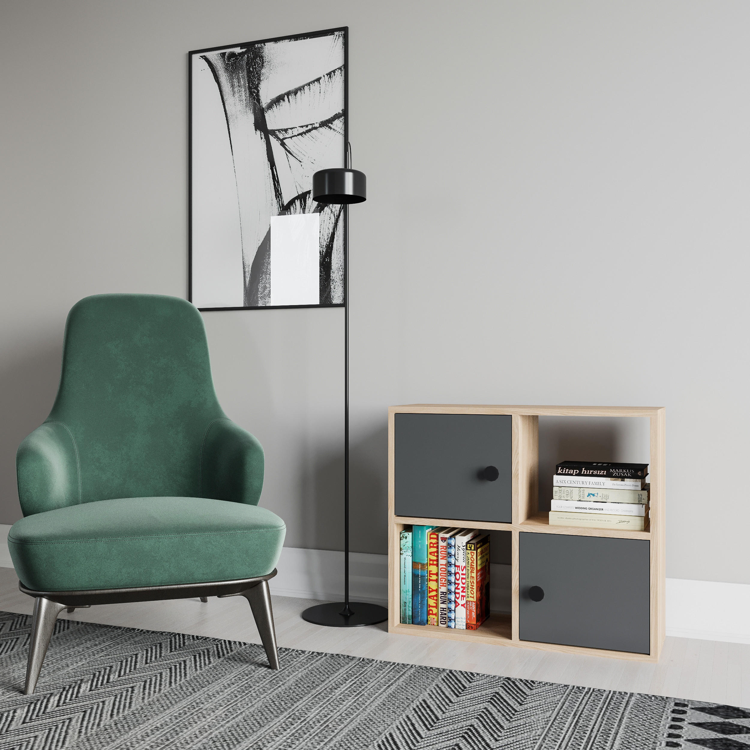 BÜCHERREGAL Tuttle Eiche Anthrazit - Eichefarben/Grau, Holzwerkstoff (25/63.2/72cm) - Decorotika