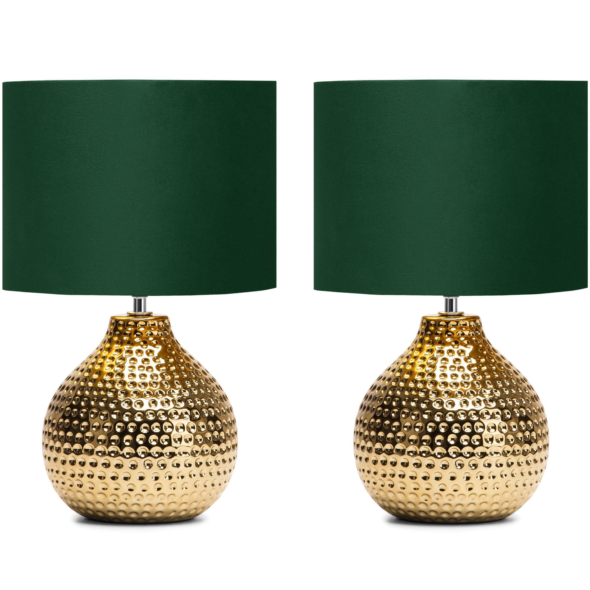 TISCHLAMPE NIPER 2-er Set, Gold/Grün - Goldfarben/Grün, Keramik/Textil (24/24/38cm) - KONSIMO®