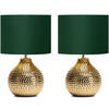 TISCHLAMPE NIPER 2-er Set, Gold/Grün - Goldfarben/Grün, Keramik/Textil (24/24/38cm) - KONSIMO®