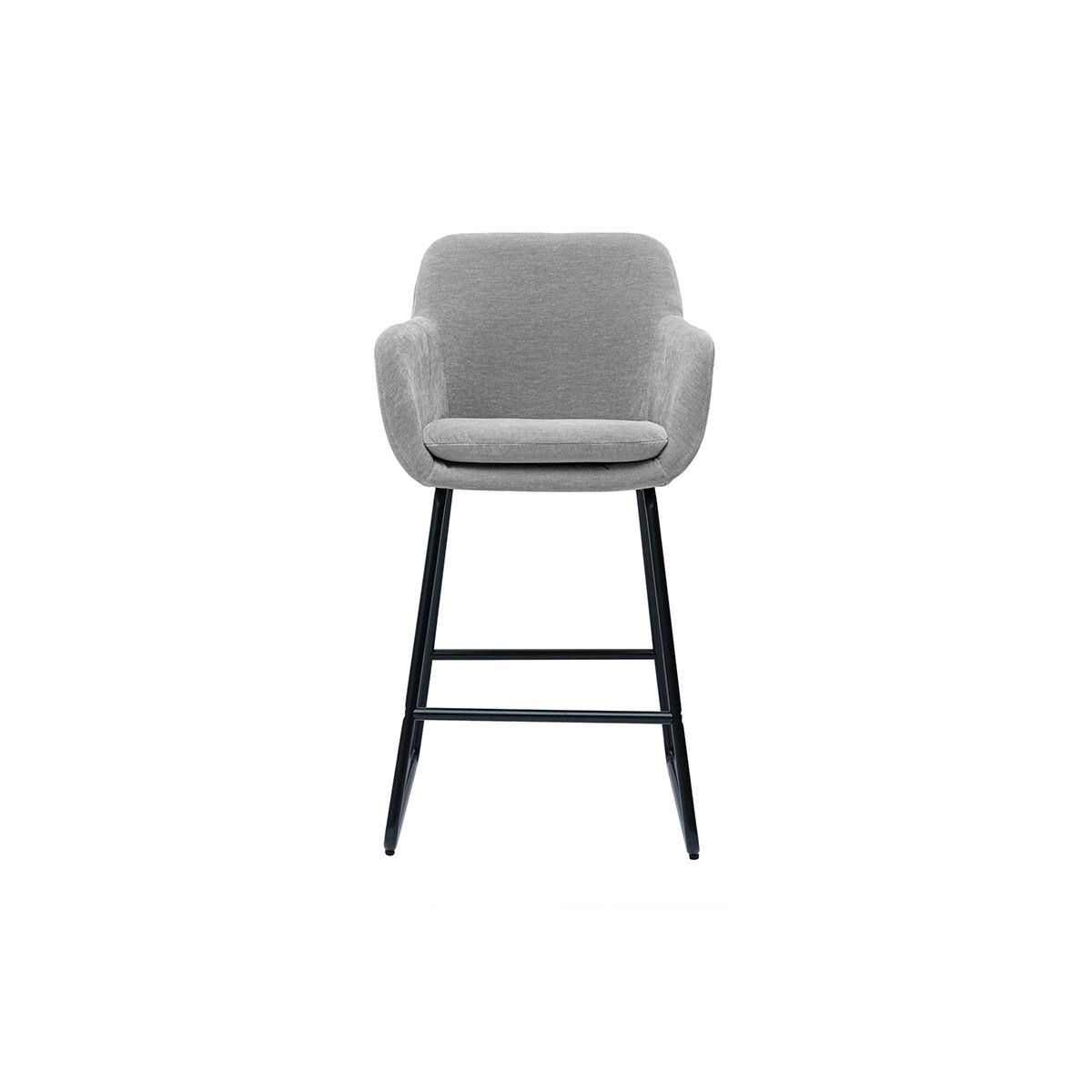 BARHOCKER Stoff Grau Samteffekt H65 (2er-Satz) AMIKA - Grau, Textil (58/96/52cm) - Miliboo