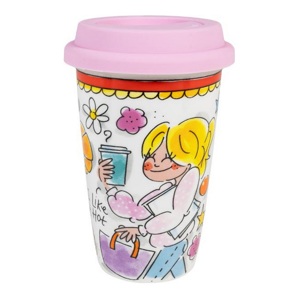 TO-GO-BECHER Süßes Leben in Bunt - 15cm - Multicolor, Keramik (0.4L) - Blond Amsterdam