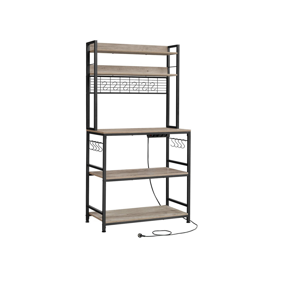 KÜCHENREGAL ZAGREB - Schwarz, Holzwerkstoff (80/170/40cm) - Hansiro