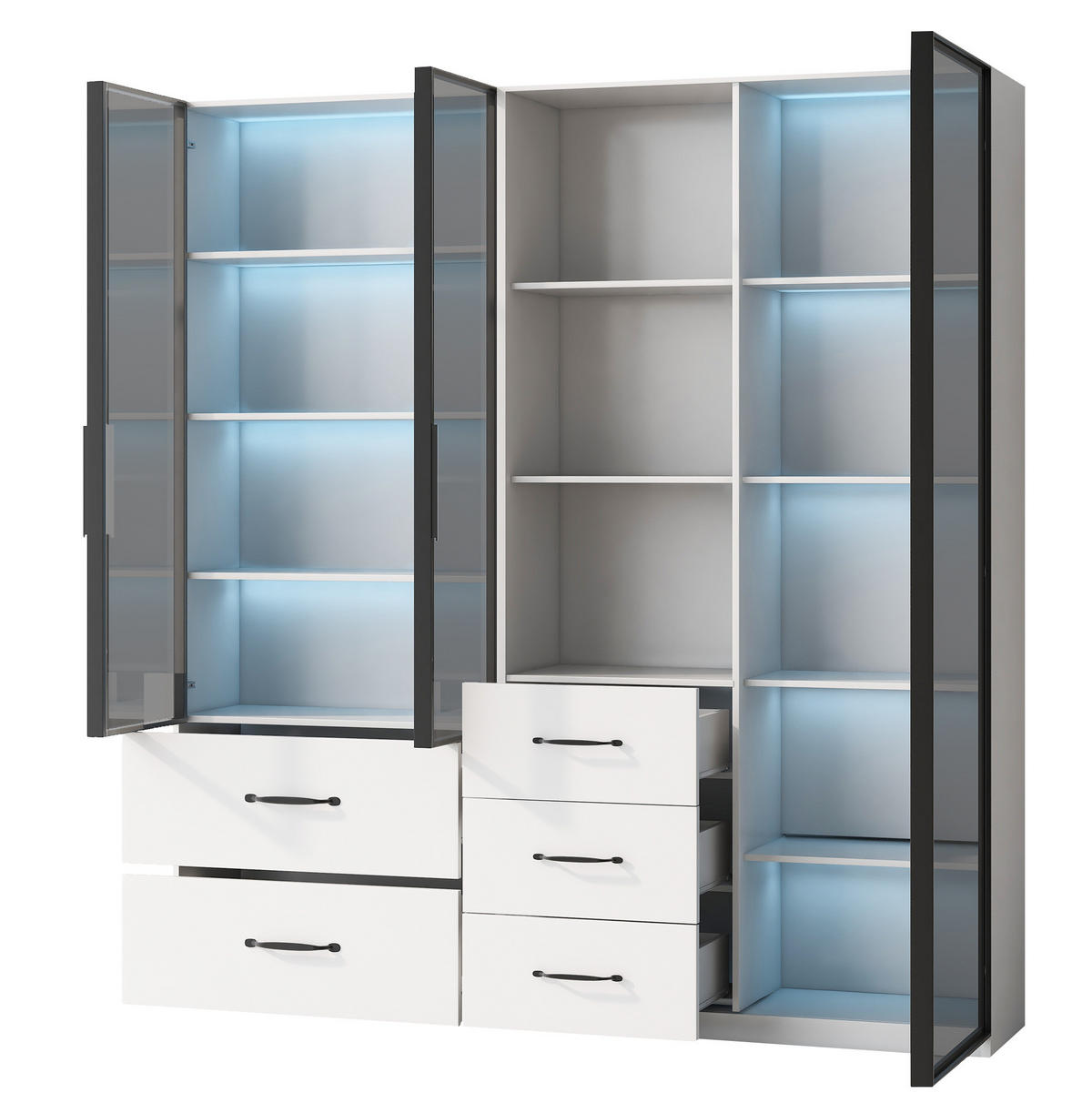 HIGHBOARD 140/40/160 cm in Weiß mit LED-Beleuchtung und Sicherheitsglas - Weiß, Holzwerkstoff (140/160/40cm) - Flora Grace