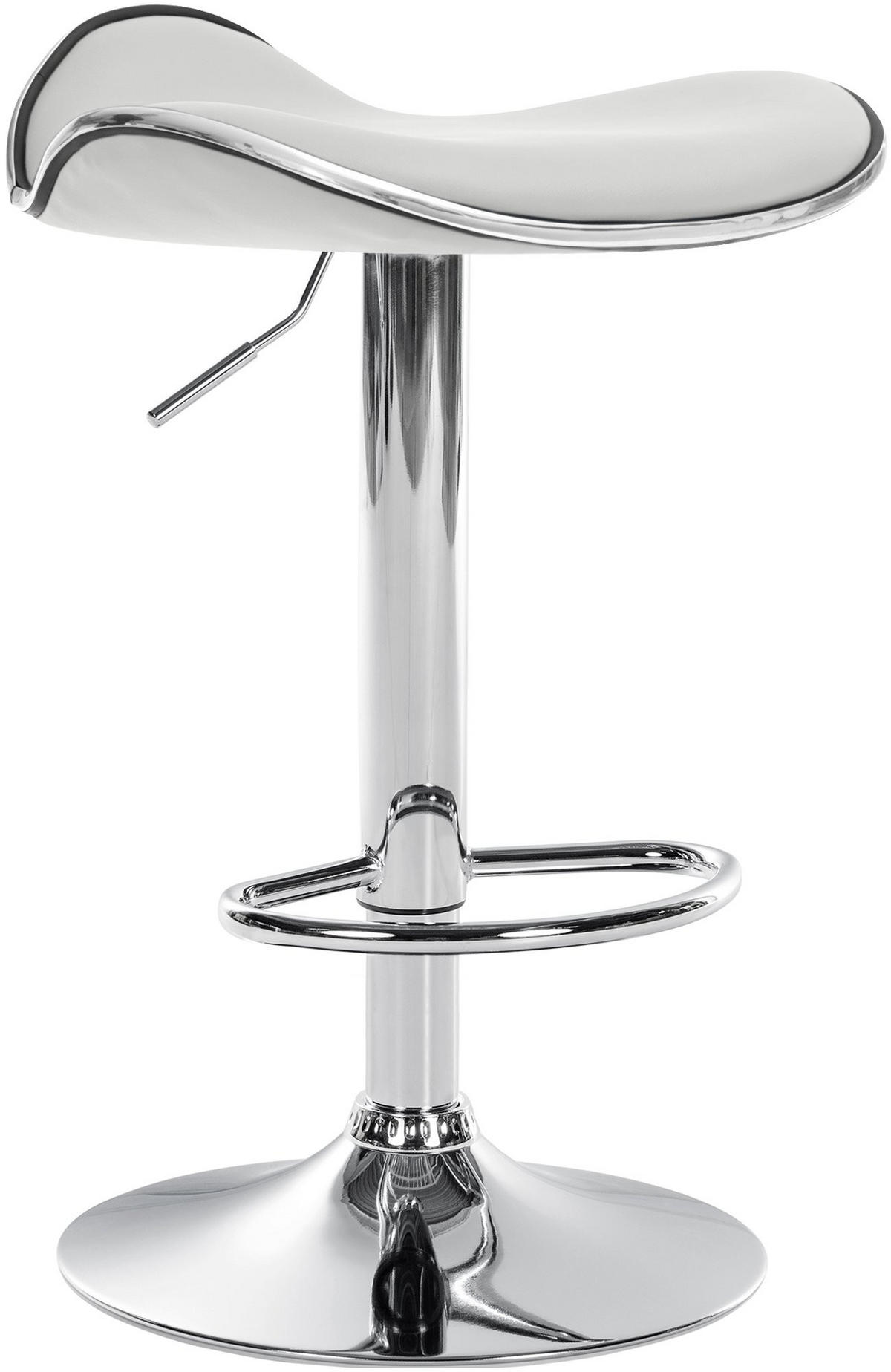 BARHOCKER Lederlook Weiß - Chromfarben/Weiß, Textil/Metall (45/71/45cm) - CLP