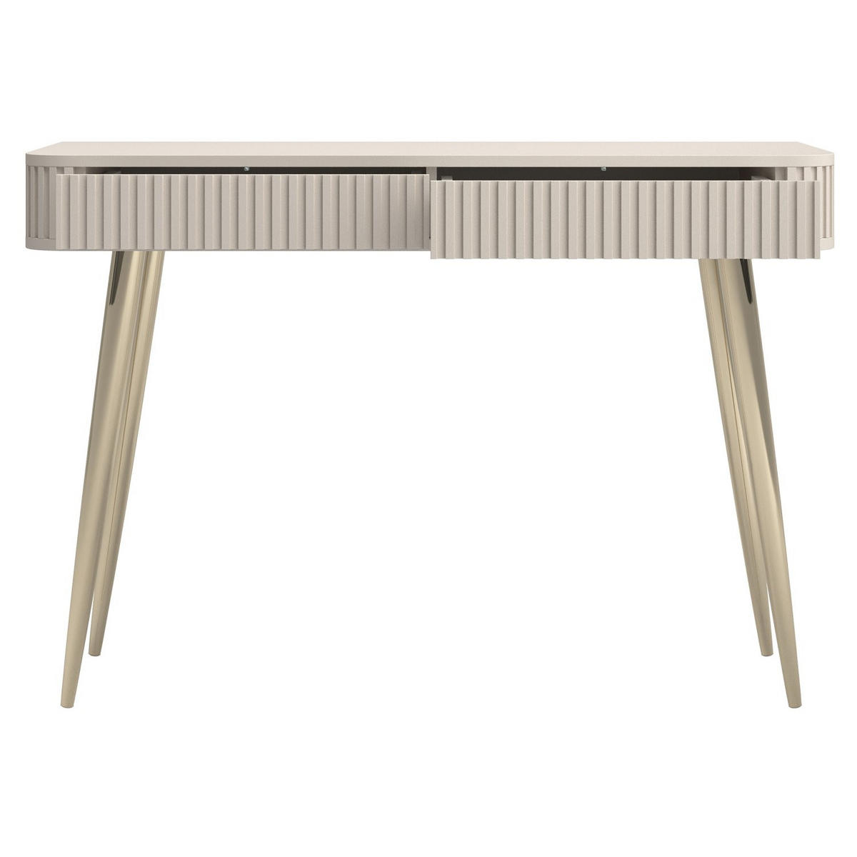 SCHMINKTISCH Ovarlo Greige mit 2 Schubladen 113 cm - Taupe/Goldfarben, Holzwerkstoff/Metall (38/113.2/77.9cm) - Selsey