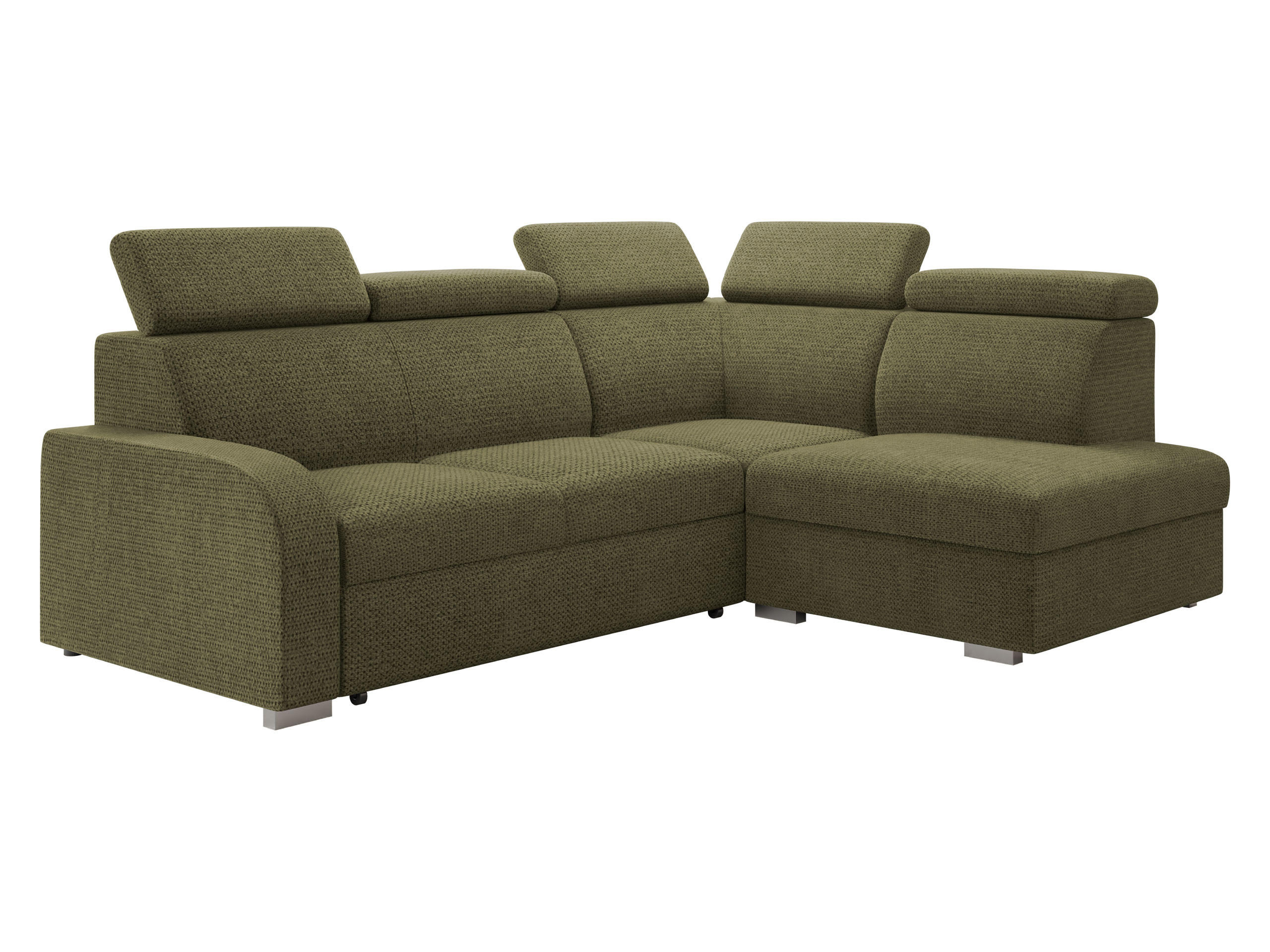 ECKSOFA Oslo 2rRLXp, Seite: Rechts 2R+R+LXP - Silberfarben/Grün, Holz/Textil (250/200cm) - MIRJAN24