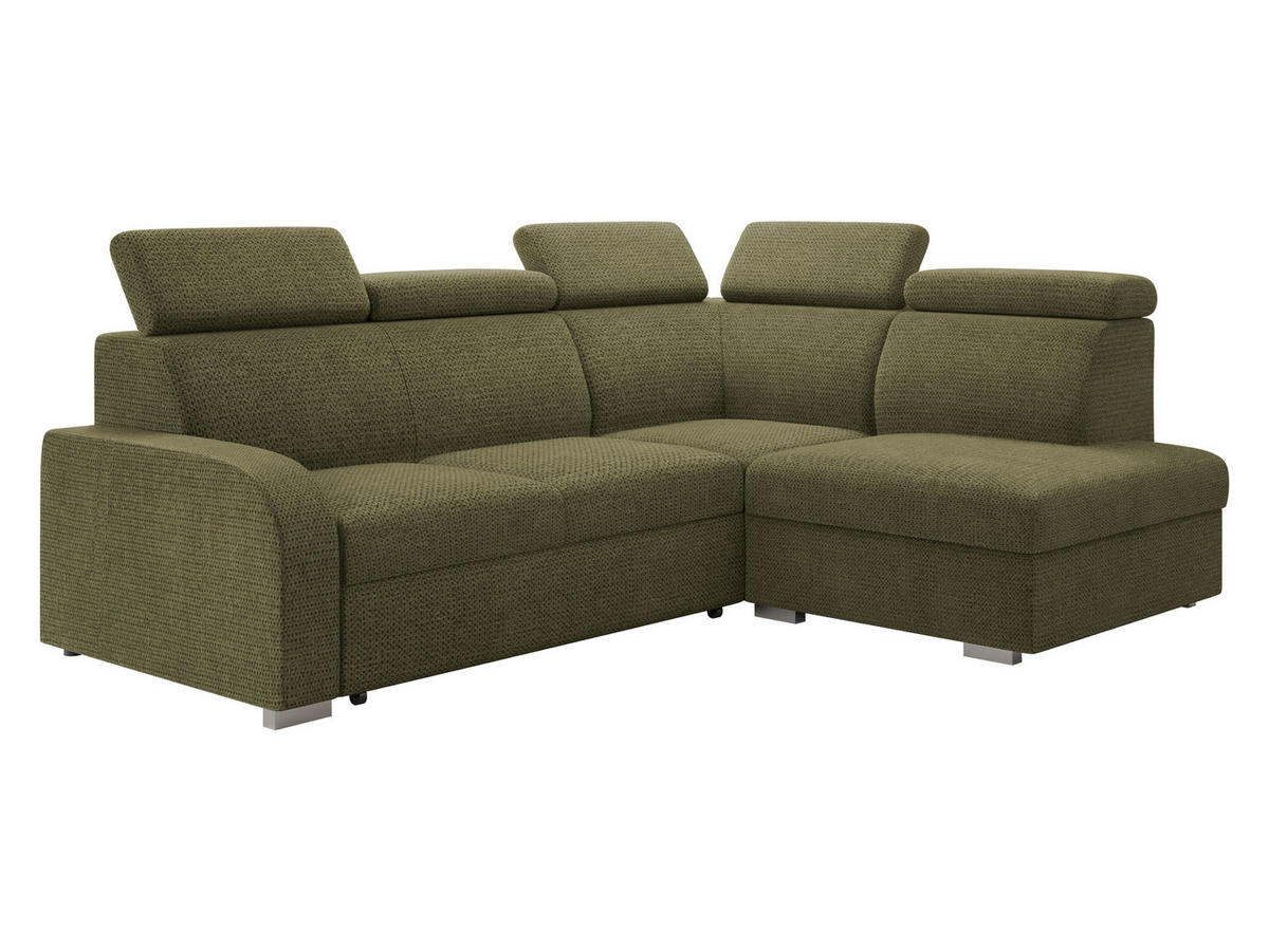 ECKSOFA Oslo 2rRLXp, Seite: Rechts 2R+R+LXP - Silberfarben/Grün, Holz/Textil (250/200cm) - MIRJAN24