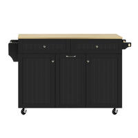 KÜCHENINSEL DE-41110 140/40-70/92 cm mit ausziehbarer Arbeitsplatte Schwarz - Schwarz, Holzwerkstoff (140/92/40cm) - ComfortXL