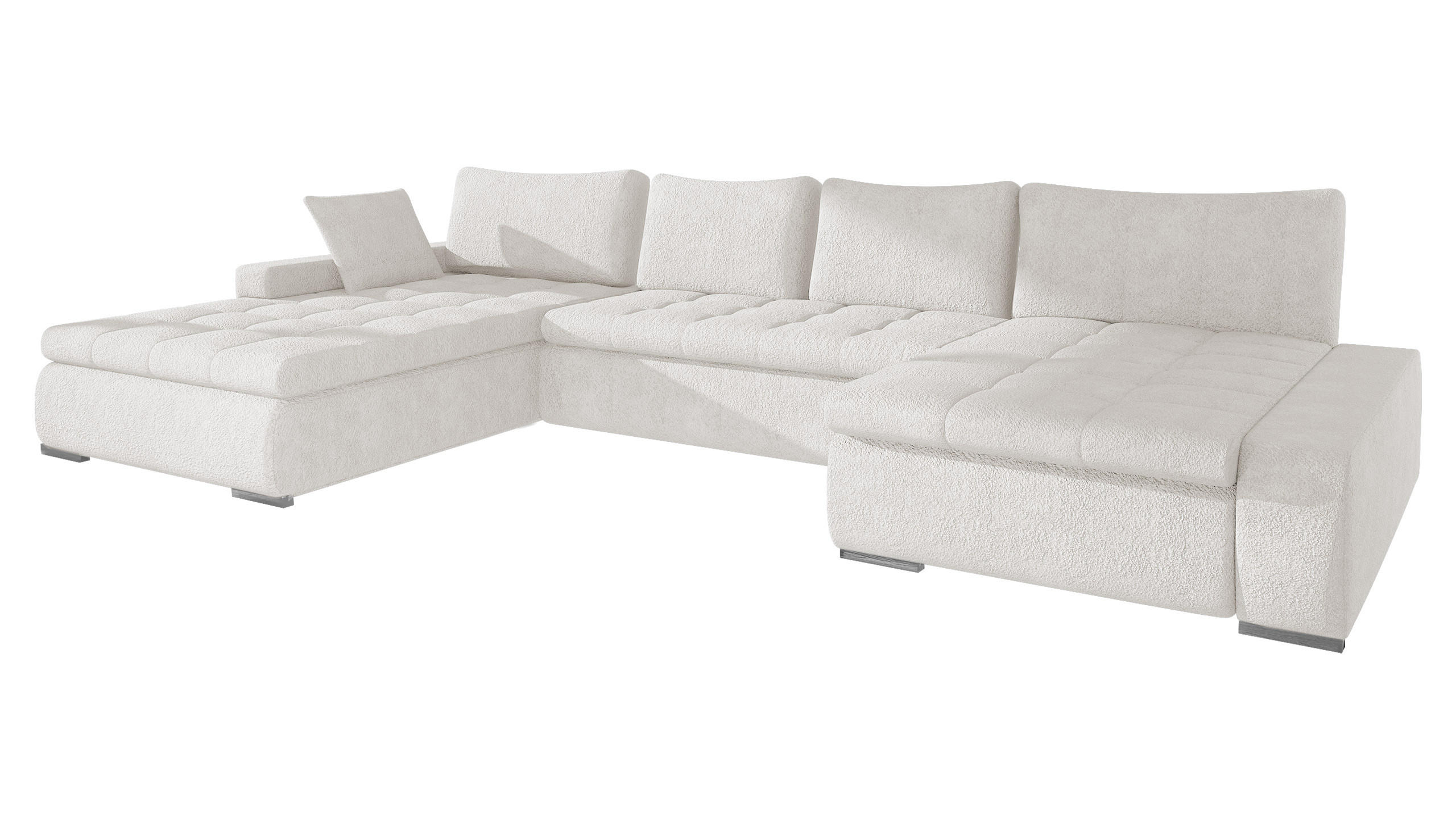 WOHNLANDSCHAFT Caro - Silberfarben/Creme, Holz/Textil (394/80/213cm) - MIRJAN24