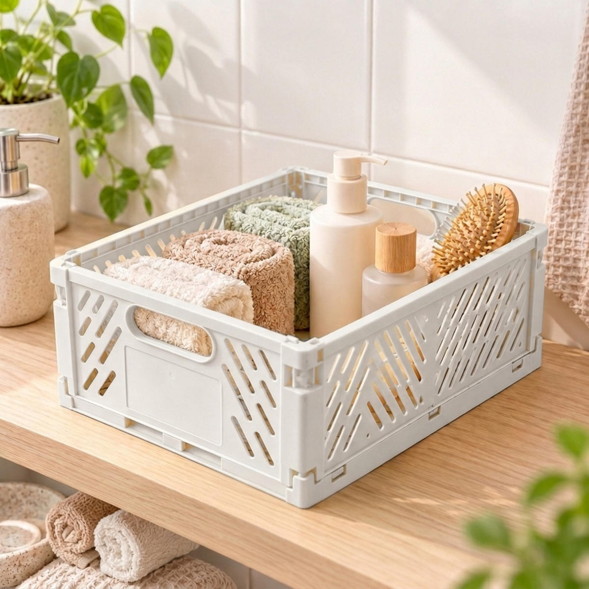 SKLÁDACÍBOX Bílá sada-4 plast - bílá, plast (29/12/21cm) - Relaxdays