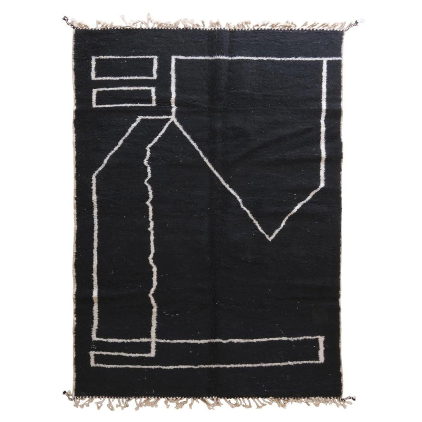 BERBERTEPPICH aus Marokko modern aus Wolle 140x 200 cm - Schwarz, Naturmaterialien (140/200cm) - AFK Living