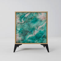 SIDEBOARD ABSTRACT ALCHEMY, Eichefarben, 57,5x42x70,5 cm, Schwarze Metall-Sternfüße - Eichefarben/Multicolor, Holzwerkstoff/Metall (57.5/70.5/42cm) - SpaceRebels