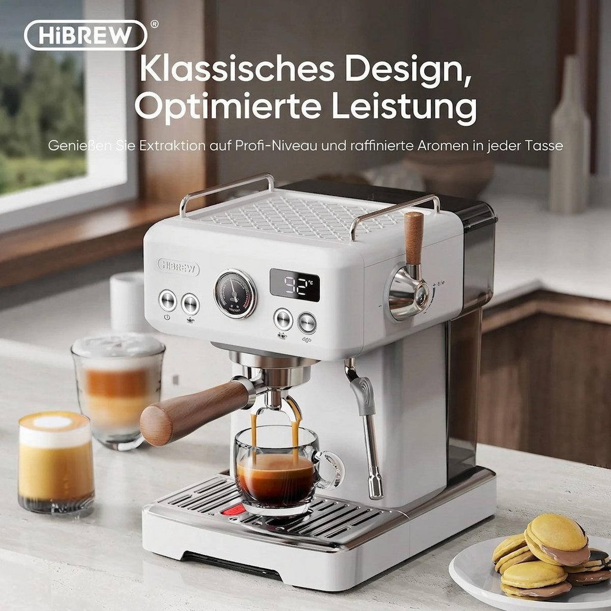 KAFFEEMASCHINE Multi-Kapsel 20 Bar, Espressoautomat Heiß- & Kalt-Modus - Weiß, Metall (22.9/32/25.9cm) - BEXEVUE