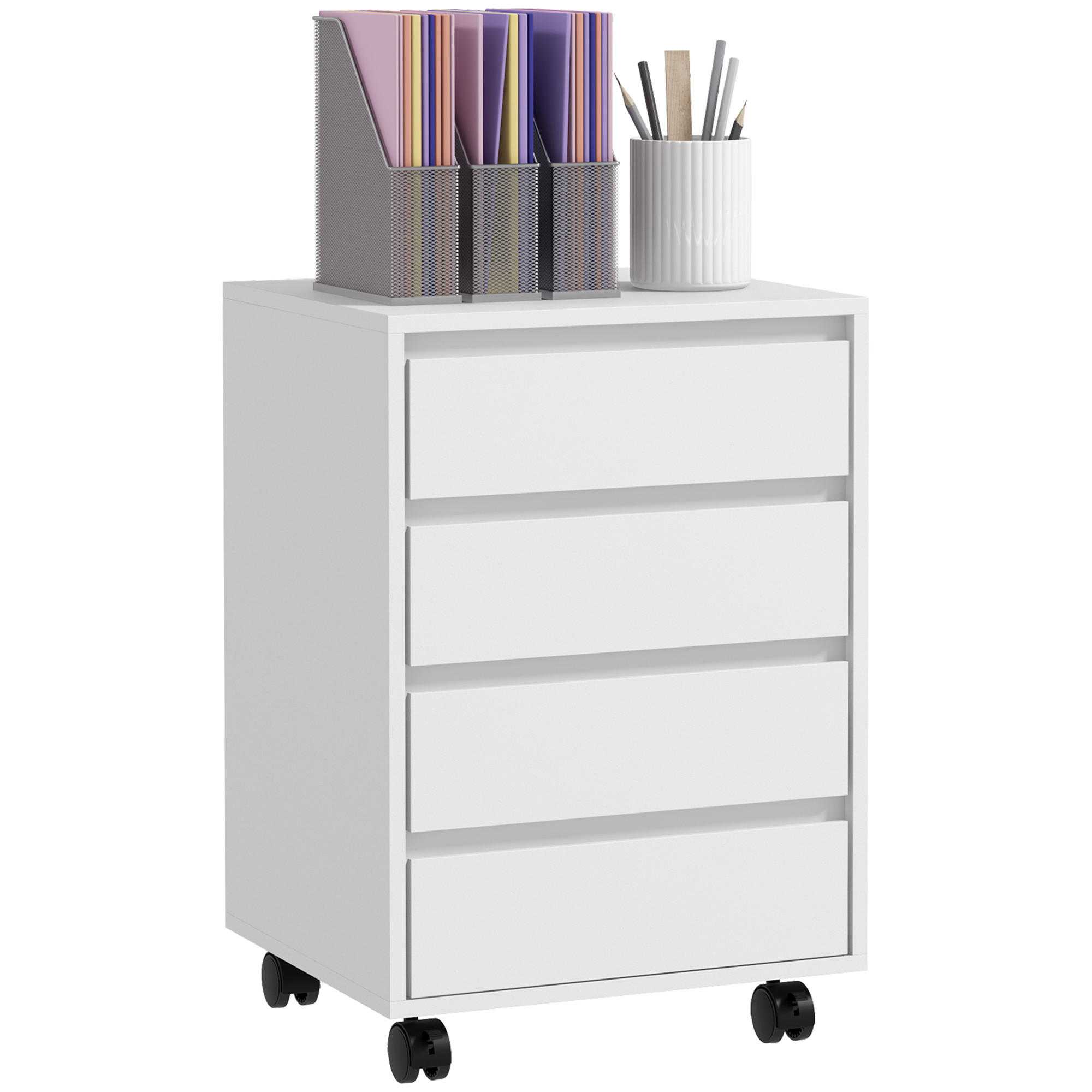 ROLLCONTAINER DE-14425 4 Schubladen, rollbar Weiß - Weiß, Holzwerkstoff (40/65/46cm) - ComfortXL