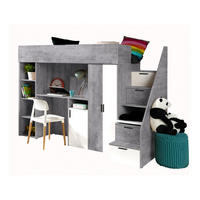 HOCHBETT mit Schreibtisch 90/200 cm - Schwarz/Weiß, Holz (90/200cm) - Abiks Möbel